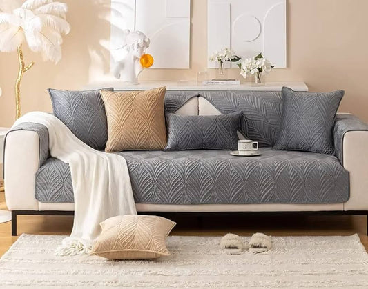 SOFA COVER Corduroy Velvet Couch Covers - Grey (ZN243)