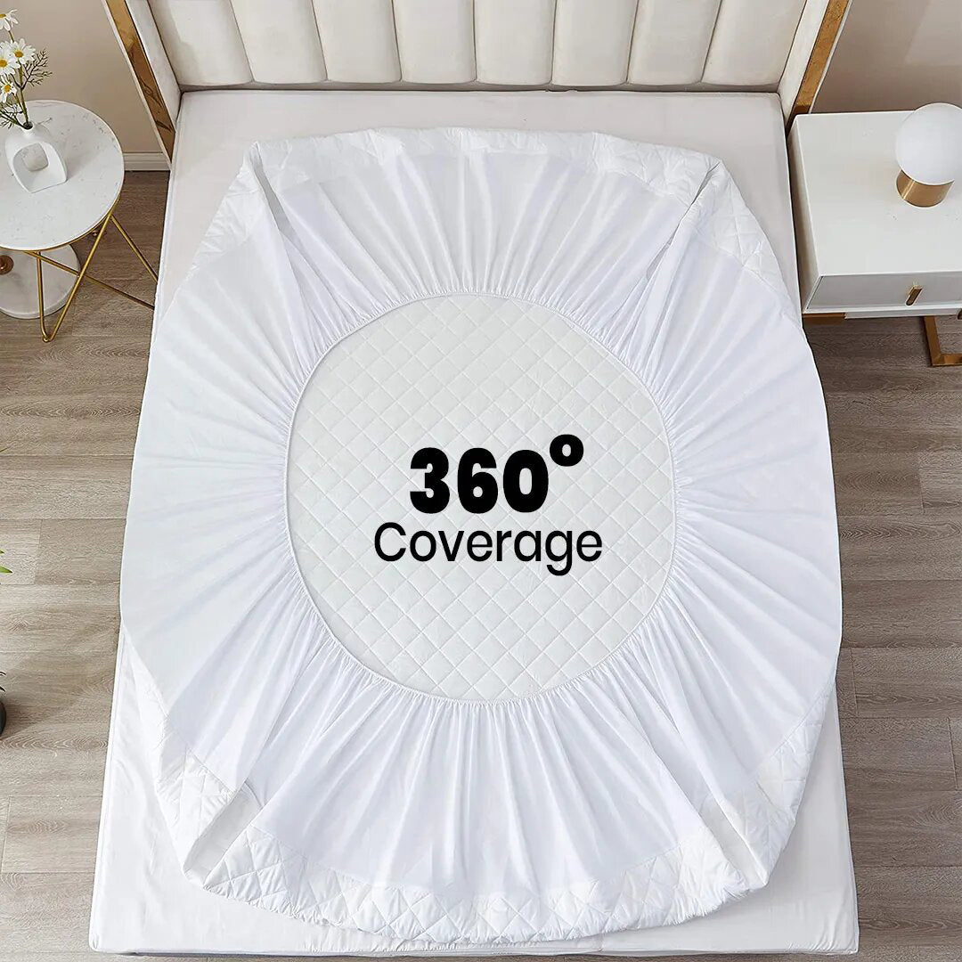 Ultra Soft Cotton Quilted 100% Waterproof Mattress Protector For Double Bed (Grey)